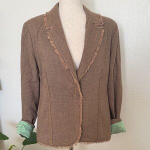 Wool Blend Brown Fringed Women's Jacket size 10